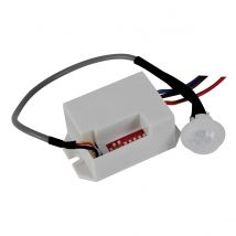 Perel Mini Detector de Movimiento PIR para Empotrar 12 VDC - Sensor PIR Ajustable - Detección Automática Día/noche