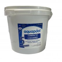Compacto 5 ACCIONES AQUAPOOL (5 KG) - Pastillas de Cloro multifunción - Disolución Lenta