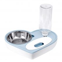 COTTECOTA -Comedero 2 en 1 para gatos con cuencos en forma de corazón y dispensador de agua. Cuencos de acero inoxidable, fáciles de limpiar. Disponible en rosa, azul y gris. Diseño práctico,