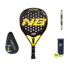 Pala de pádel Enebe Spitfire Yellow + Funda Pádel Manía + Protector Enebe Amarillo + Bote de Pelotas Fila