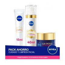 NIVEA LUMINOUS Pack ahorro cuidado facial - Contiene crema de día, crema de noche y contorno de ojos