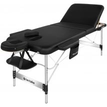 Tectake - Camilla para masajes de 3 zonas PHUKET, de aluminio con bolsa de transporte, Camilla de masaje de 3 zonas de altura regulable con función de plegado, Acolchado de espuma de célula fina de