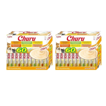 Dos cajas - INABA Churu Box - Premios para Gatos - Varios Sabores - Textura Cremosa - Sin Cereales, Conservantes, Colorantes - 60x14g