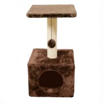Nayeco Rascador Para Gatos Marrón, 30x30x60cm, Espacio Confortable. Con Pelota para Motivar a Jugar el Gato