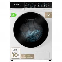 EVVO Lavadora 12 kg carga frontal Supernova U12, 1400 rpm, Clase energética A, Motor BLDC Inverter, tambor 3D , 14 programas,