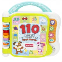 Winfun - Libro educativo infantil bilingüe, español e inglés, 11 páginas ilustradas, 3 modos de juego, 110 nuevas palabras, +128 sonidos y melodías, asa de transporte, libro de aprendizaje, juguetes