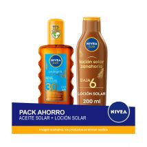 NIVEA SUN Pack ahorro protector solar - Contiene Aceite Solar en Spray Protege & Broncea FP30 + Loción solar zanahoria bronceado intenso SPF6