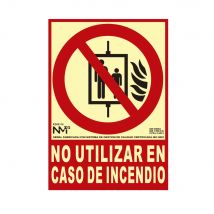Normaluz RD00115 - Señal Luminescente No Utilizar en Caso de Incendio Clase B PVC 0.7 mm 21x30 cm con CTE, RIPCI y Apto para la Nueva Legislación