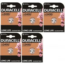 5 pilas Duracell Cr 2450 de litio (5 blísters de 1 batería), 5 pilas