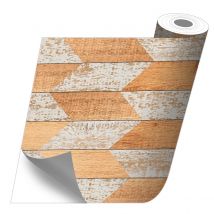 VINILIKO, Rollo sticker Chevrón madera y dorado