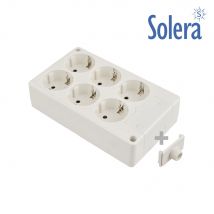 Base bipolar 6 tomas con t/t lateral 16a 250v color blanco solera 8106