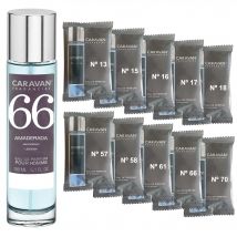 CARAVAN FRAGANCIAS Perfume de Hombre Nº66 de 150 ml + Set de 10 Viales de Fragancias Masculinas distintas de Caravan para descrubir nuevos aromas
