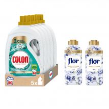 Colon Higiene Detergente para la Lavadora, 200 Lavados (Formato 5x40) + 2x Perfumador Fragancia Azul, Ropa Blanca y Color, Higieniza y Elimina Malos Olores, Perfume Intenso y Duradero