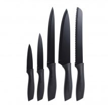 Well Home Set de Cuchillos de 5 Piezas con Mango de PP y Hoja de Acero Coloreado - Incluye Cuchillo para Pelar, Multiusos, Carne, Pan y Chef