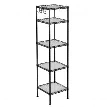 SONGMICS Estantería Baño, Estantería Metal, Carga Total de 100 kg, 5 Hojas de PP, Ganchos