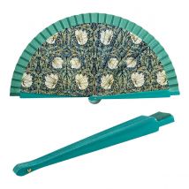 JAVIER William Morris Pimpinella - Abanico de 23 cm con Varillas de Madera Estampada y Tela