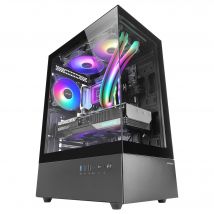 Mars Gaming MC-XO, Caja Gaming ATX, Doble Cristal Templado Continuo, Ventilador FRGB 120mm, Sistema de Refrigeración SIDECOOL, Semitorre PC con Diseño de Doble Cámara, Amplia Capacidad Interna, Caja