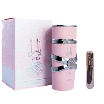 Yara rosa, Lattafa Oud, perfume árabe (ORIGINAL) para mujer, de larga duración, 100 ml+REGALO Atomizador 5ML DRIKANBEST Recargable