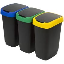 Rotho Twist 3x 25L Set di 3 cestini per Raccolta differenziata Coperchi colorati