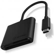 Raidsonic ICY BOX Lector de Tarjetas SD USB-C USB 3.0 Aluminio Negro con Cable Integrado