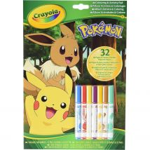 CRAYOLA - Libro Actividades Pokemon, 32 páginas para Colorear con 7 rotuladores Lavables