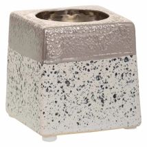 WANDERLUST DECO Porta Velas de Cerámica Plata - Elegante Diseño en Plata - 7x7x7 Cm