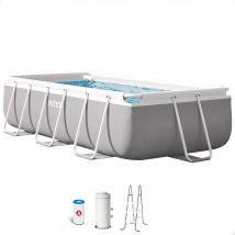 INTEX - Piscina desmontable rectangular Prism Frame de hasta 5 metros, incluye depuradora y escalera, color gris, resistente y duradera, +6 años, 45-60 min. montaje, piscinas desmontables grandes,