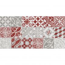 VINILIKO, Alfombra de vinilo antique rojo, estilo baldosas.