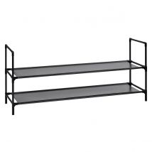 T-LoVendo Zapatero de 2 Alturas Organizador para 8 Pares de Zapatos y Bolsos - Estructura de Metal - Baldas de Tela - 99,5x41x28cm - Estantería Abierta - Recibidor, Entrada