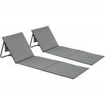 Tectake - Juego de 2 esterillas de playa MINA, respaldo flexible, plegable, Esterilla plegable de playa con asa de transporte en práctico set de 2 unidades, Respaldo ajustable sin escalonamientos para