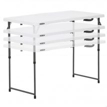 Lifetime - Mesa plegable portátil ajustable, altura regulable 61-91,5 cm, máx. 340 kg, superficie resistente a manchas y rayos UV, estructura de acero, polietileno, color blanco, exterior, fácil