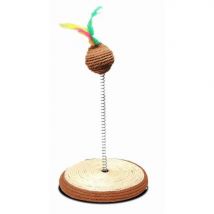 COTTECOTA-Rascador para Gatos con Pelota Diam14 x H 24 cm bonito rascador de gato juguetes interactivos de pista y bola Rascador con bola y pluma para gatos de interior juguetes interactivos