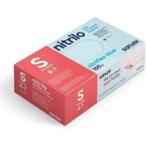 GUANTE NITRILO DESCARTABLE S/POLVO AZUL 100 UNIDADES P