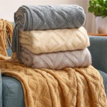 Textil Stadt Diamant-Förmigen Kaschmir Sofa Decke Solide Winter Verdickt Stricken Quasten Decke Büro Nickerchen Jacquard DIY Handtuch