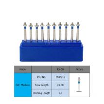 Dental Diamond Burs for High Speed Handpiece Medium FG 1.6MM Polishing Drills EX-58