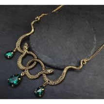 Goth verschlungene Schlangen Wassertropfen Kristall Halskette Gothic Punk Schmuck Statement Party Grunge Anhänger Witcher Charm Mode Geschenk