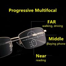 2025, progressive photochrome Lesebrille für Männer und Frauen, Anti-Blaulicht-Metall-Halbrahmen, Multifokus-Brille, 1,5 2,5