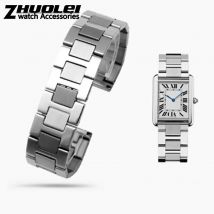 Luxuriöses 316L-Edelstahlarmband für TANK Solo-Armband, hochwertiges Markenarmband, 16 mm, 17,5 mm, 20 mm, 23 mm, silberfarben
