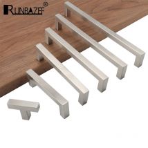 RUNBAZEF Schubladenknöpfe und Griffe für Möbelgriffe, Edelstahl, Türgriff, Küche, Kleiderschrank, Knauf, quadratischer Schrankgriff