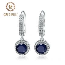 Gem's Ballet Natürlicher blauer Saphir, reines 925er Sterlingsilber, Charms, Tropfenohrringe, edler Schmuck für Frauen, Vintage-Mode