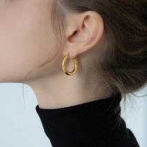 LByzHan 925 Sterling Silver Retro Hoop Earrings For Women  Personality French Fashion Ear Buckles E-045
