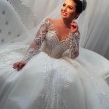 Elegant Vestidos De Noiva Plus Size Wedding Dress Customized Long Sleeve Svatební šaty Ball Gown Lace Cвадебное платье