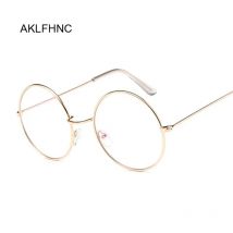 Runde Brille Rahmen Mann Anti Blaues Licht Gläser Frau Gefälschte Gläser Gold Optische Brillen Rahmen Transparente Klare Linse