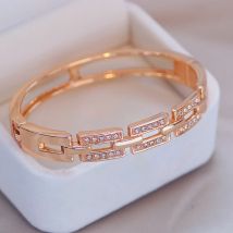 Neue Klassische frauen Armreif Armbänder Rose Gold Farbe Strass Armband für Frauen Elegante Kristall Manschette Armreifen Schmuck Geschenke