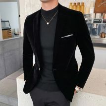 Herbst Winter Gold Samt Blazer Hohe Qualität Slim Fit Anzug Jacke Mode Lässig Männer Bräutigam Sänger Kostüm Formale Abendkleid
