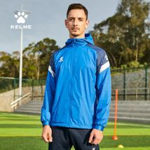 KELME Men's Windbreaker Running Jacket Soccer Kid Hooded Windproof Coat Couple Training Waterproof Jacket Quick Dry 8061WT1005