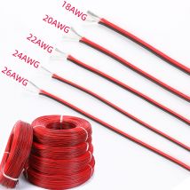 2-poliger elektrischer Draht aus verzinntem Kupfer, 2 Wege, 18/20/22/24/26 AWG, isoliertes PVC-Verlängerungs-LED-Streifenkabel, rotes schwarzes Drahtkabel