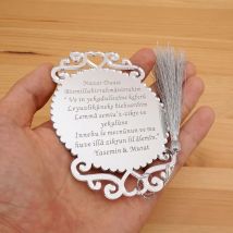 10 Stück personalisierte Hochzeitsgäste-Geschenke, individuelle Acryl-Spiegelanhänger, Einladungskarte, Geburtstagsparty-Dekoration, Gefälligkeiten mit Quaste