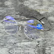Men Women Blue Light Blocking Ultralight Rimless Round Portable Frameless Reading Glasses +0.75 +1 +1.25 +1.5 +1.75 To +4