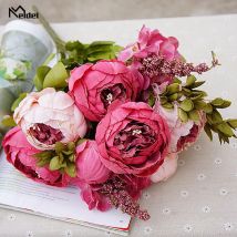 8 köpfe Künstliche Seide Pfingstrosen Blumen Kleine Bouquet Faux Flores Home Party Weihnachten Hochzeit Dekoration Mariage Gefälschte Blumen